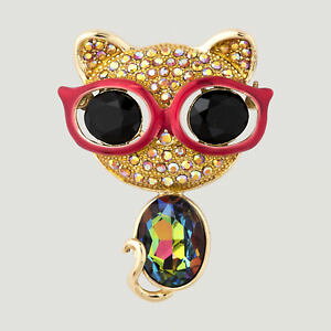 �y���������z�A�N�Z�T���[�@�l�b�N���X�o�g���[�E�B���\���g�p�[�Y�K���X�T���O���X�u���[�`butler y wilson topacio ab cristal gato con gafas de sol broche nuevo