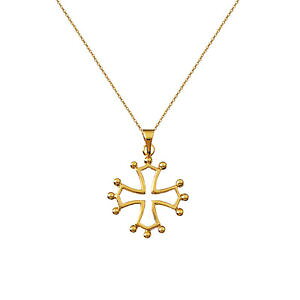 �y���������z�A�N�Z�T���[�@�l�b�N���X�R���A�[�N���C���N�V�^���v���[�N�k�tcollier croix occitane en plaqu or 18ct neuf longueur au choix 45cm ou 50cm