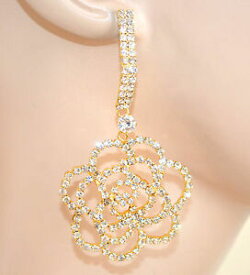 【送料無料】アクセサリー　ネックレスゴールドフェステorecchini donna oro eleganti strass cristalli pendenti da cerimonia feste e65