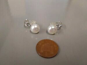 �y���������z�A�N�Z�T���[�@�l�b�N���X�V���o�[�e�X�g�C�������O�N���b�vprobado como plata y estampado 925 agua dulce perla pendientes de clip