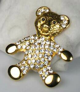 �y���������z�A�N�Z�T���[�@�l�b�N���X�e�f�B�W���G���[�u���[�`broche oso con pedrera teddy dorado 6 cm nuevo bisutera ele