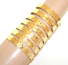 【送料無料】アクセサリー　ネックレスブレスレットスレーブブレスレットbrillante pulsera oro dorado esclava mujer de metal martillado brazalete g62