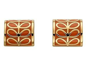 �y���������z�A�N�Z�T���[�@�l�b�N���X�I�����W�G�i�����L���b�v�X�e���C�������O�{�b�N�X�W���[�i��orla kiely chapado en oro pendientes de esmalte naranja pernos de tallo, caja de regalo ofic