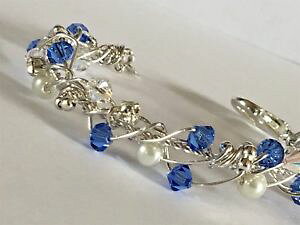 yzANZT[@lbNXX[Vo[uXbgXtXL[Gghermosa 6 pequeas pulsera de plata con elementos swarovski azul medio