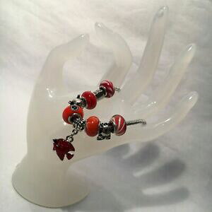 yzANZT[@lbNXIWKXXy[T[r[YuXbggran calidadmetal blanco naranja y vidrioespaciador pulsera con dijes con 9 encantos