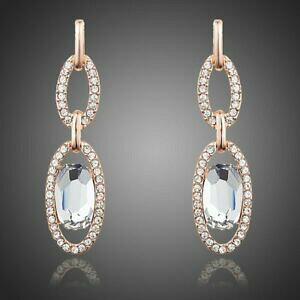 �y���������z�A�N�Z�T���[�@�l�b�N���X�����N���f�B�[�X�`�F�[��cristal oval cadena enlace dejar pendientes para damas mujeres nias mje0210
