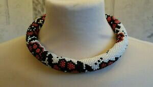 yzANZT[@lbNXr[YlbNXnhChcollar de abalorios de crochet blanco floral 185in47cm hecho a mano, toho granos