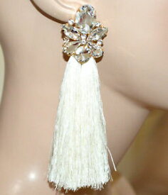 【送料無料】アクセサリー　ネックレスビアンキゴールドファッションイヤリングorecchini bianchi oro donna pendenti lunghi cristalli strass moda earrings a5