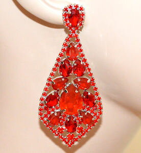 �y���������z�A�N�Z�T���[�@�l�b�N���X���b�V�C�������O�l�b�g���[�Norecchini rossi donna cristalli pendenti lunghi strass eleganti red earrings bb4