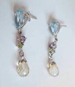 �y���������z�A�N�Z�T���[�@�l�b�N���X�N���G�C�V�����������A���W�F���gagnes creations boucles d oreillestopaze bleue amp; citrine amthyste argent 925