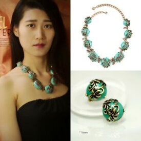 【送料無料】アクセサリー　ネックレスネックレスイヤリングクリップターコイズドロップconjunto collar pendientes clips on corto gota turquesa renacimiento