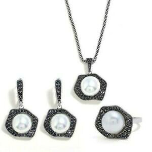 �y���������z�A�N�Z�T���[�@�l�b�N���X�V�F���V���o�[�t�@�b�V�����W���G���[�Z�b�g�`���[�~���O�p�[��encantador perla en forma concha s925 plata moda joyera conjunto k02