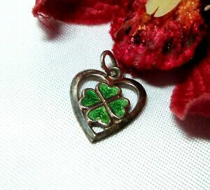 yzANZT[@lbNXy_gN[o[Vo[Gin[gesmaltes corazn con trbol colgante paras charm charms platacs 472
