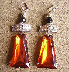 �y���������z�A�N�Z�T���[�@�l�b�N���X�A���u���y���_���g210 boucles doreille pendants en verre couleur ambre oreille percee
