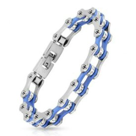 【送料無料】アクセサリー　ネックレスオートバイチェーンステンレススチールブレスレットpulsera para hombre acero inoxidable cadena de moto azul