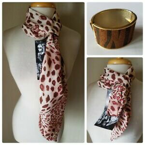 �y���������z�A�N�Z�T���[�@�l�b�N���X�t�@�b�V�����X�J�[�t�u���X���b�g�}���`�E�F�C�X�^���vmujer moda multi forma bufanda y pulsera estampado animal