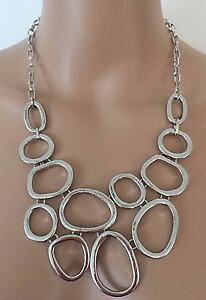 �y���������z�A�N�Z�T���[�@�l�b�N���X�V���o�[�l�b�N���Xnuevo bonito plata abstractos brillante abstracto crculos distintivo collar regalo