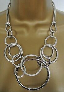 �y���������z�A�N�Z�T���[�@�l�b�N���X�V���o�[�l�b�N���X�C���^�[���[�Xnuevo bonito plata abstractos brillante entrelazados crculos distintivo collar regalo