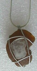 �y���������z�A�N�Z�T���[�@�l�b�N���X���C�g�u���E���z���C�g�R�[���E�H�[���K���X���C���[���b�v�l�b�N���X�{�b�N�Xluz marrn y blanco cristal cornish mar alambre envuelto collar de 18 en caja de regal