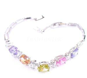 �y���������z�A�N�Z�T���[�@�l�b�N���X�s���N�S�[���h�C�M���X���b�L�u���X���b�gmujeres negro baado en oro blanco rosa pulsera cbica cz multicolores vendedor de reino unido