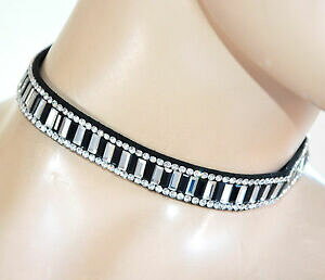 �y���������z�A�N�Z�T���[�@�l�b�N���Xcollana nera bianca collarino girocollo cristalli brillantini strass donna f 85collana nera bianca collarino strass donna