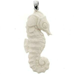 �y���������z�A�N�Z�T���[�@�l�b�N���X�o���V���o�[�y���_���g73cm bali mano tallar caballito de mar vaca hueso colgante de plata de ley 925