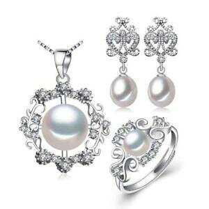�y���������z�A�N�Z�T���[�@�l�b�N���X���C�����e�B�X�^�[�����O�V���o�[�Z�b�gel royalty conjunto de joyas natural perla de agua dulce plata de ley 925 f01