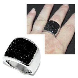 【送料無料】アクセサリー　ネックレスクリスタルリングgrosse bague en acier inoxydable et cristal noir t 62 bijou ring