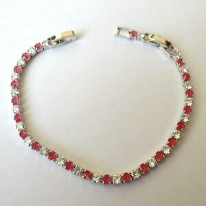 yzANZT[@lbNXejXAWFgr[jbVrALbracciale tennis donna colore argento rubini rossi zirconi bianchi 17 19 cm 5 l