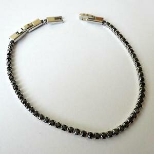 yzANZT[@lbNXejXAWFgbracciale tennis uomo donna colore argento zirconi neri 19 21,5 cm 359 aa