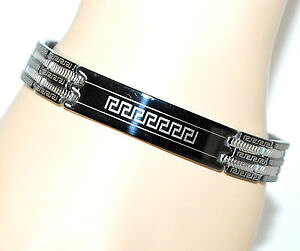 �y���������z�A�N�Z�T���[�@�l�b�N���X�A���W�F���g�u���X���b�gbracciale acciaio uomo argento grigio scuro maglia semirigida bracelet f10