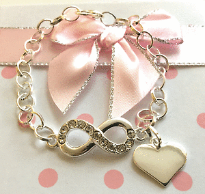 �y���������z�A�N�Z�T���[�@�l�b�N���X�{�b�N�X�n�[�g�u���X���b�ggrabado personalizado infinity corazn pulsera hija mam sis en caja de regalo