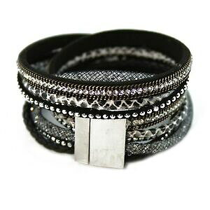 �y���������z�A�N�Z�T���[�@�l�b�N���X�u���X���b�g���b�v�m���[��bracelet wrap slake brsilien ethnique strass qualit noir