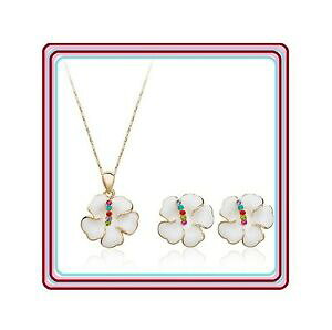 �y���������z�A�N�Z�T���[�@�l�b�N���X�C�������O�`�F�[�����[�Y�t�����[�S�[���h�Z�b�glujo seora joyas cadena amp; aretes creolen set cristal rose oro pl flor