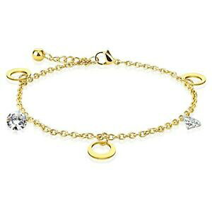 【送料無料】アクセサリー ネックレスムーンゴールドクリスタルレディーステンレススチールブレスレットcharm luna amp; cristal oro de acero inoxidable seora mujeres bracelet bff girly