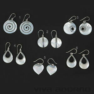 yzANZT[@lbNXVo[COnhp[VFn[gXpCnK[925 plata aretes fabricado a mano madreperla concha oreja colgadores corazn espiral ws30a