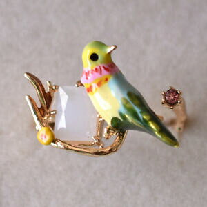 【送料無料】アクセサリー ネックレスヴェールブランベージュbague ouvert fleur oiseau email vert blanc jaune beige l3 t49 ~ t55 reglable