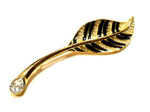 �y���������z�A�N�Z�T���[�@�l�b�N���X�h�[���u���[�`�m���[���u���[�`bijou alliage dor broche feuille mail noir,strass et cristal brooch