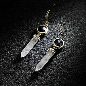 yzANZT[@lbNXh[NH[cVboucles doreilles crochet dor quartz roche transparent goutte pendante x11