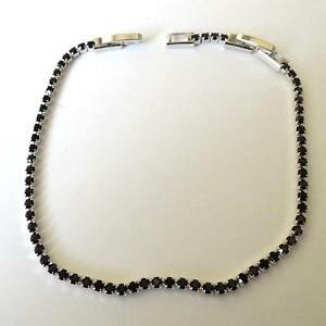 �y���������z�A�N�Z�T���[�@�l�b�N���X�e�j�X�A���W�F���g���[�g��bracciale tennis uomo donna colore argento con zirconi neri 18 20 cm 239 m