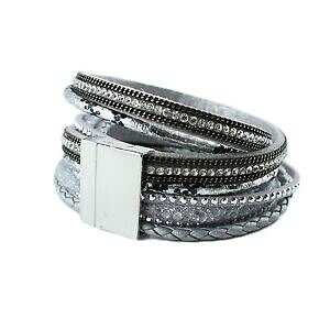 �y���������z�A�N�Z�T���[�@�l�b�N���X�u���X���b�g���b�v�N���X�^���O���[bracelet wrap slake brsilien ethnique strass cristal qualit gris