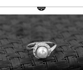 【送料無料】アクセサリー　ネックレスパールリングkホワイトゴールドクリスマスmujer anillo de perla oro blanco 18k chapado compromiso regalo navidad