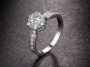 �y���������z�A�N�Z�T���[�@�l�b�N���X�����Ok�z���C�g�S�[���h�N���X�^��anillo mujer oro blanco 18k chapado plata cristal de compromiso idea regalo