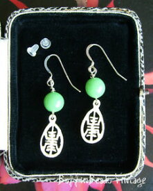 【送料無料】アクセサリー　ネックレスプラスチックイヤリングビンテージスタンプガラスビーズchino buena suerte encanto de plstico pendientes de plata de jade vintage estampada cuentas de v