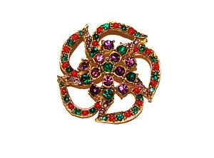 yzANZT[@lbNXre[WGhAWXgu[`vintage esmeralda, amatista amp; coral pedrera circular broche dcada de 1950