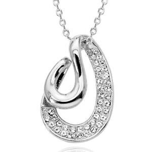 �y���������z�A�N�Z�T���[�@�l�b�N���X�N���A�z���C�g�S�[���h�W���G���[�y���_���g�`�F�[���u���C�_���X�C�[�gclaro cz oro blanco acabado joyas cadena colgante 1820 uk nupcial regalo de calidad