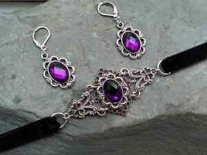 yzANZT[@lbNXSVbNr[hlbNXZbgrNgAvioleta cristal gtico victoriano recargado negro terciopelo collar gargantilla collar conjunto