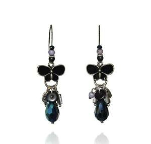 �y���������z�A�N�Z�T���[�@�l�b�N���X�{�[�����{���C�������Obohm pendientes lazo negro perla azulada