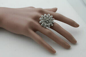 �y���������z�A�N�Z�T���[�@�l�b�N���X�����O�t�@�b�V�����W���G���[para dama, de plata anillo de metal fashion jewelry flor grande bling floral