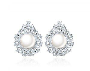 �y���������z�A�N�Z�T���[�@�l�b�N���X�C�������O�N���X�^��pendientes de perla nupcial, cristal y perlas pendiente postes, clavos, ea boda nupcial